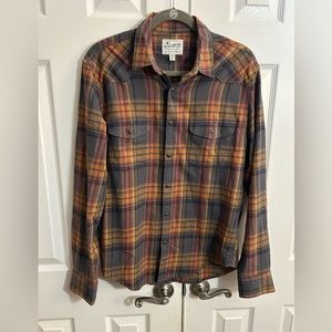 NWT Lucky Brand Saturday Stretch Plaid Flannel Pearl Snap Button Up Shirt